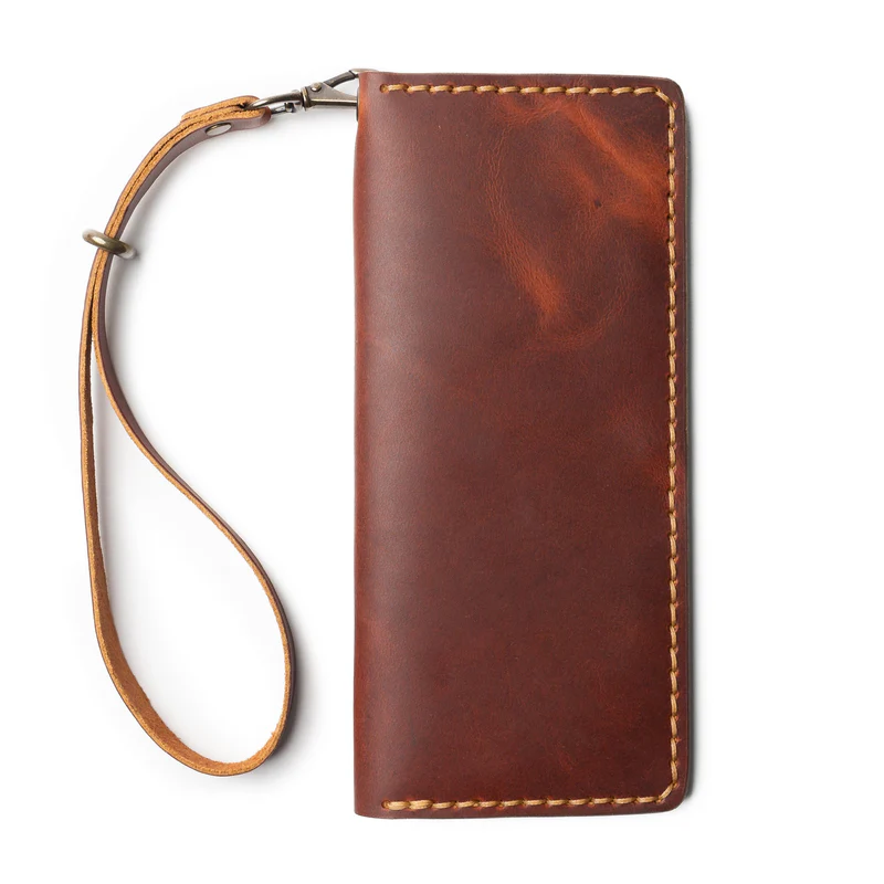 leather-long-wallet-heritage-brown-dedo-leather (305) Leather Clutch in English Tan - Image 1