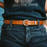 1" Women's Leather Belts - English Tan - Image 5